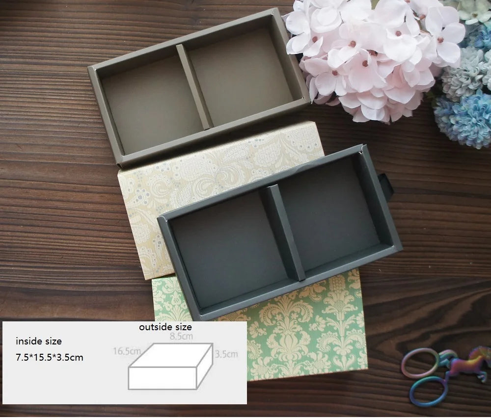 Elegante confezione regalo con motivo floreale blu e giallo, 3 misure, 10 pezzi