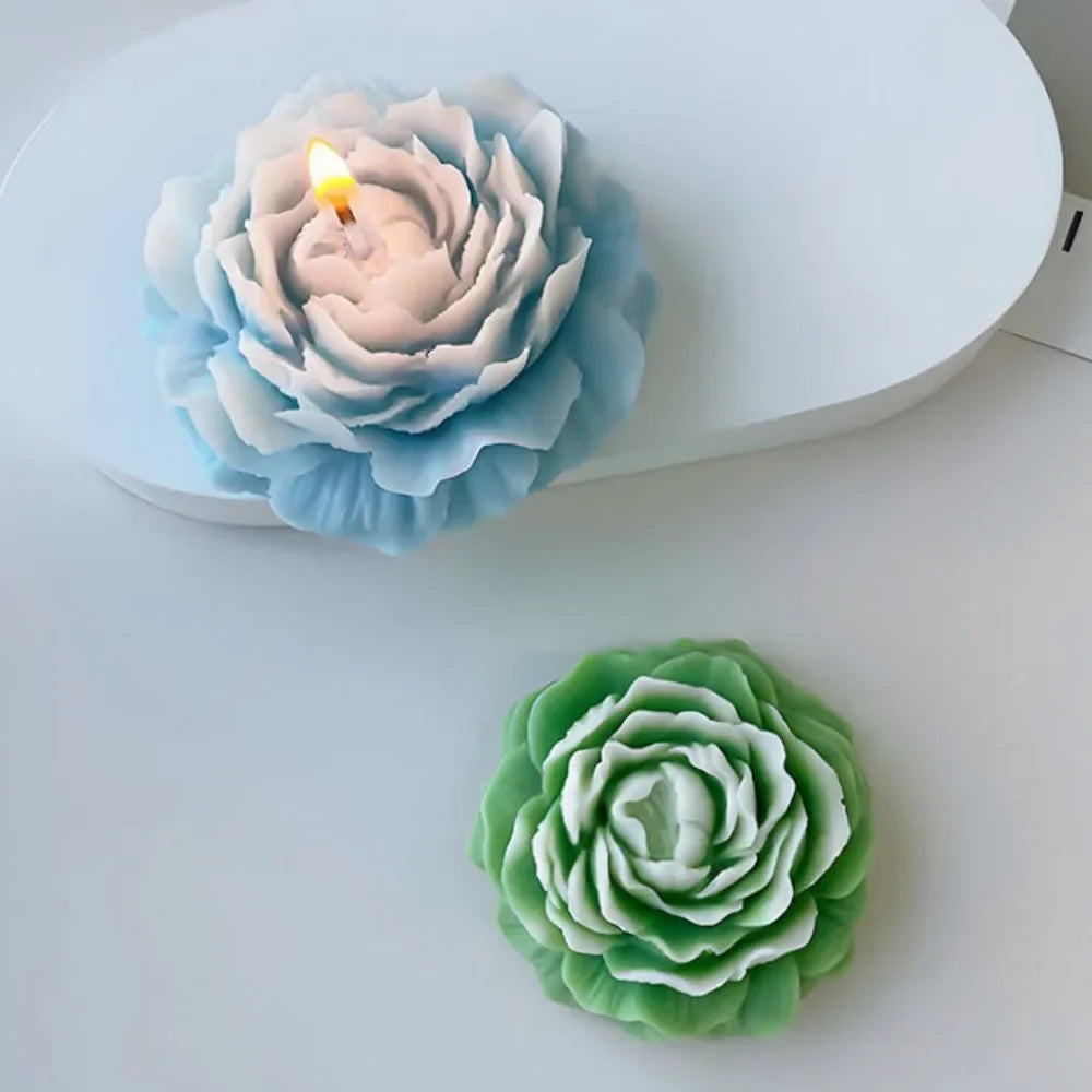 Stampo in silicone per candela a forma di peonia 3D.