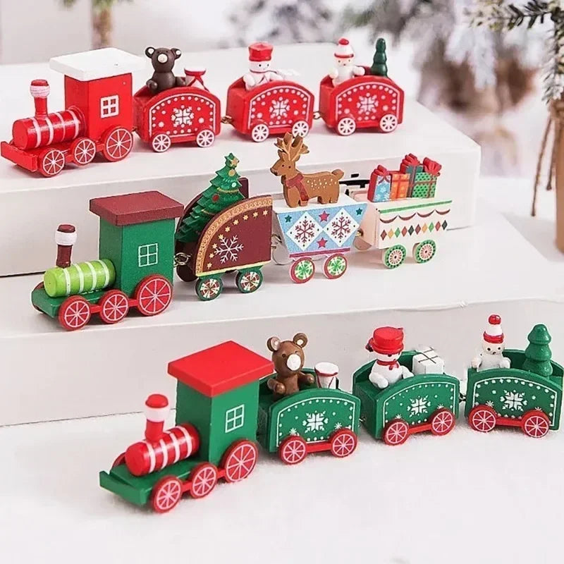 Decorazioni natalizie a forma di treno in legno, decorazione per torta di Babbo Natale
