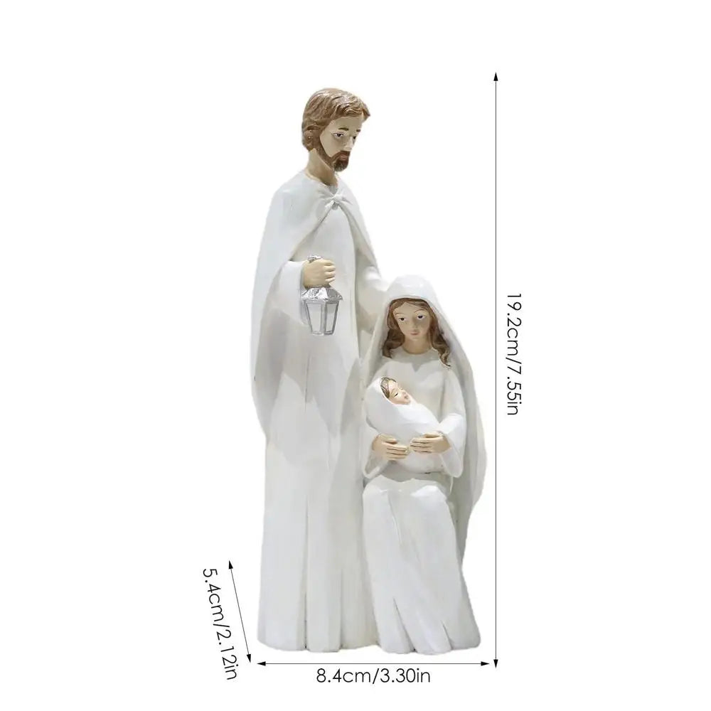 Statuette della Sacra Famiglia di Natale, statuetta del presepe in legno.