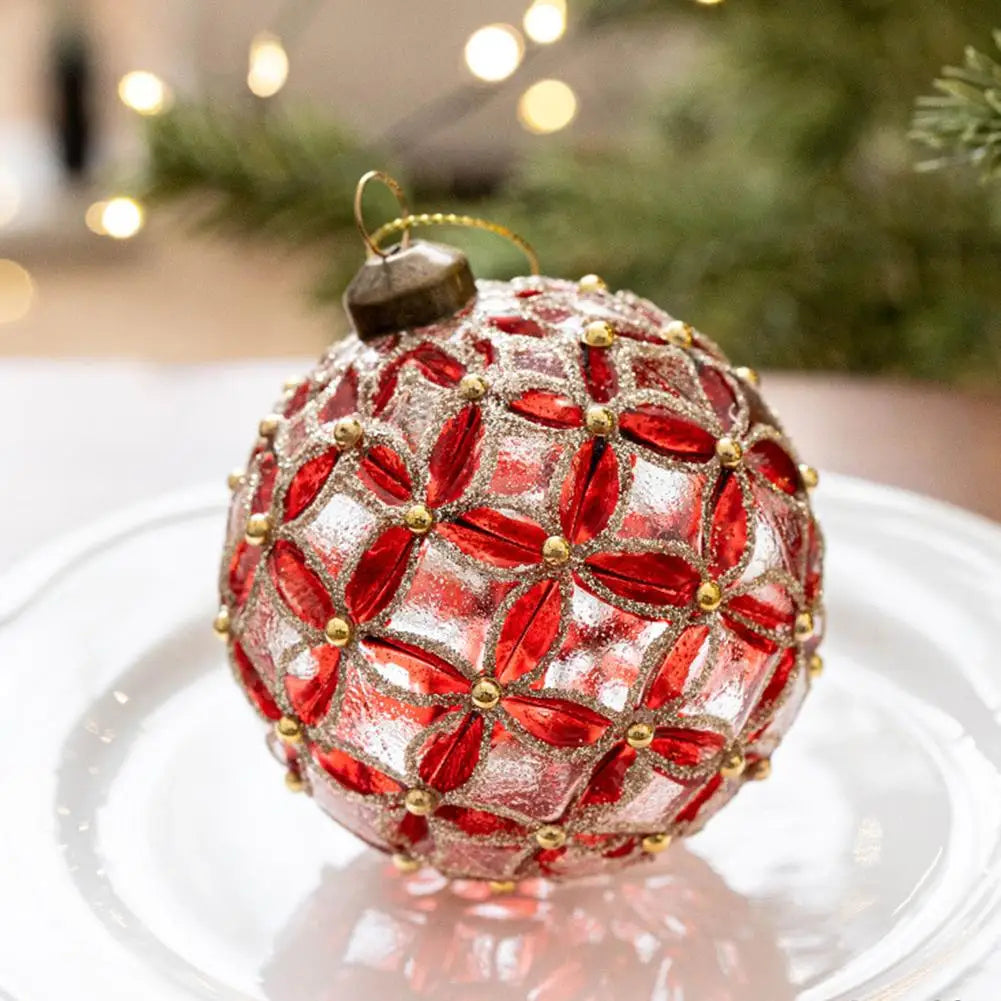 Decorazioni per l'albero di Natale, palline di vetro glitterate.