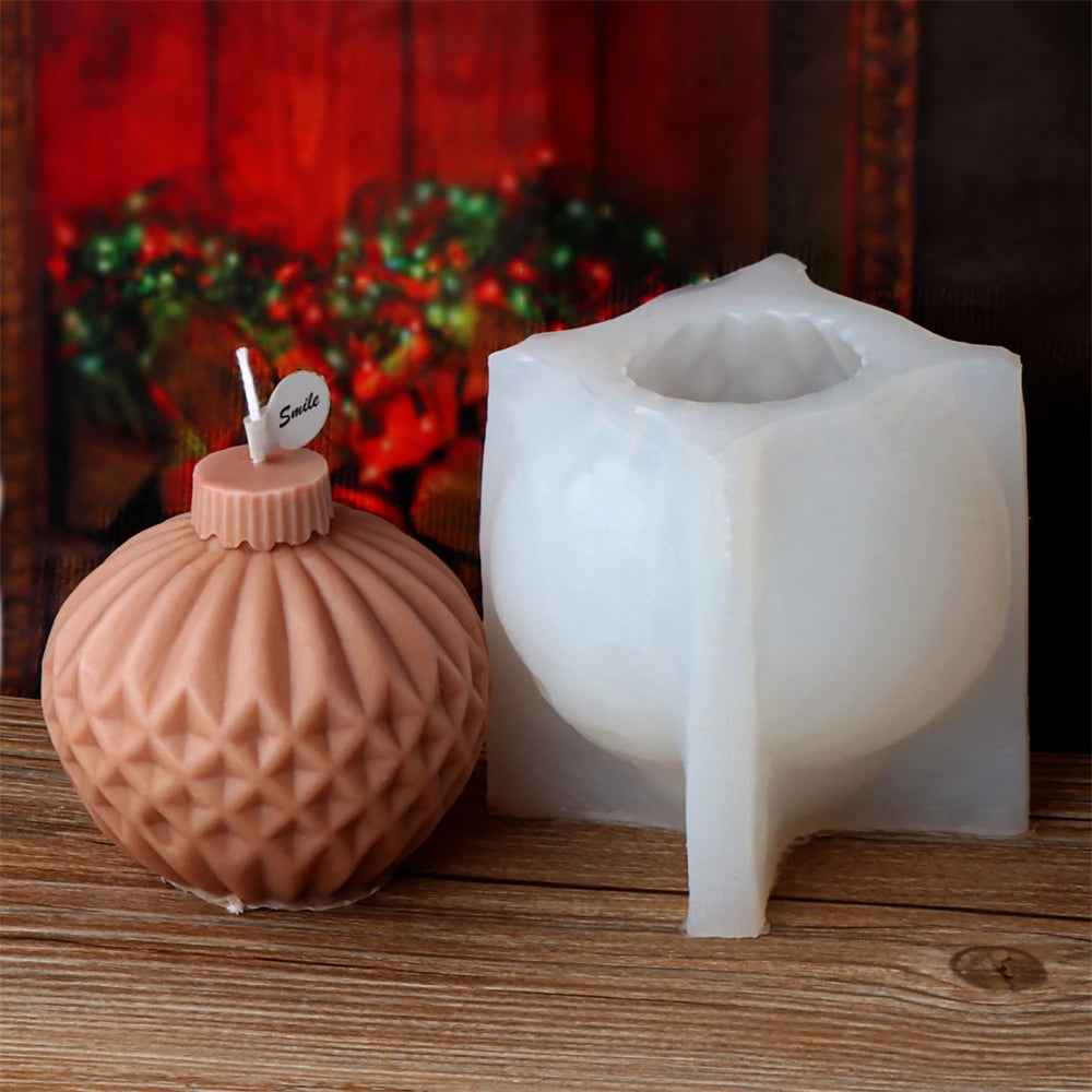 Stampo per candele in silicone a forma di sfera geometrica 3D con aromaterapia.