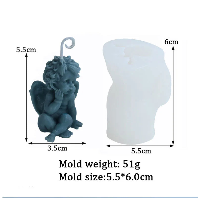 Stampo in silicone a forma di angelo per realizzare candele per aromaterapia in gesso.