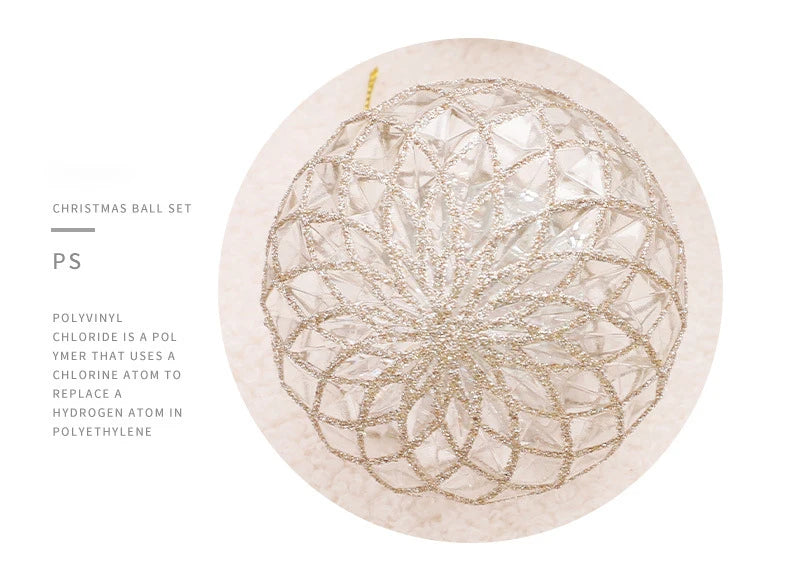 Set di palline di Natale per feste infrangibili trasparenti da 8 cm.