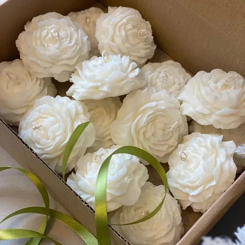 Stampo in silicone per candela a forma di peonia 3D.