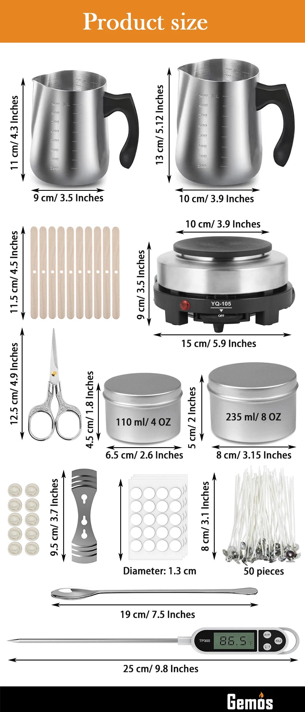 Kit per la fabbricazione di candele con fornello elettronico da 500 W, set di strumenti per principianti con crogiolo