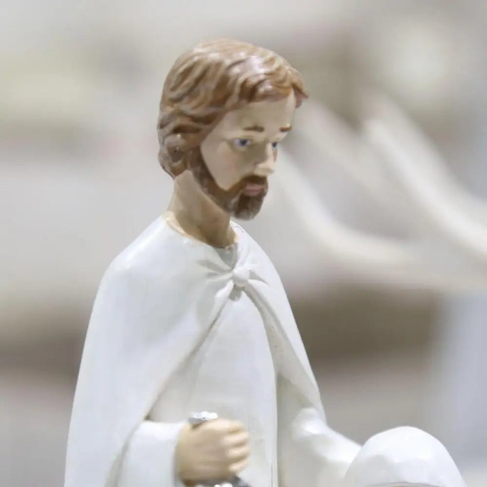 Statuette della Sacra Famiglia di Natale, statuetta del presepe in legno.