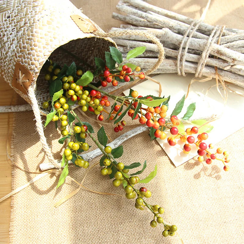 Mazzo di fiori artificiali, bouquet di fiori secchi, decorazioni natalizie con bacche, 2025