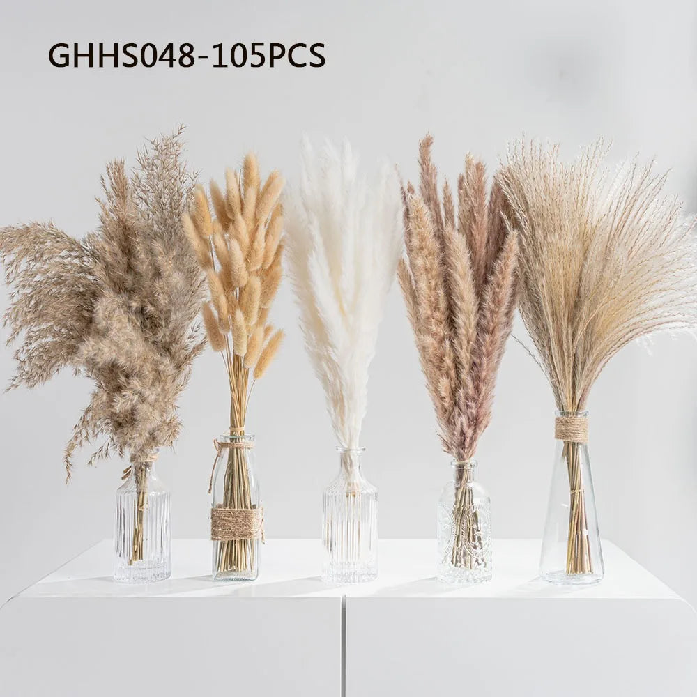 Fiori artificiali secchi di erba di coda di coniglio della Pampa soffice, 120 pezzi