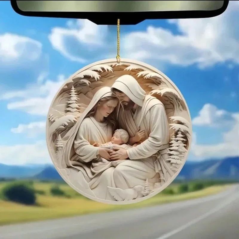 Decorazione per albero di Natale 3D di Gesù Cristo nella notte santa di Natale