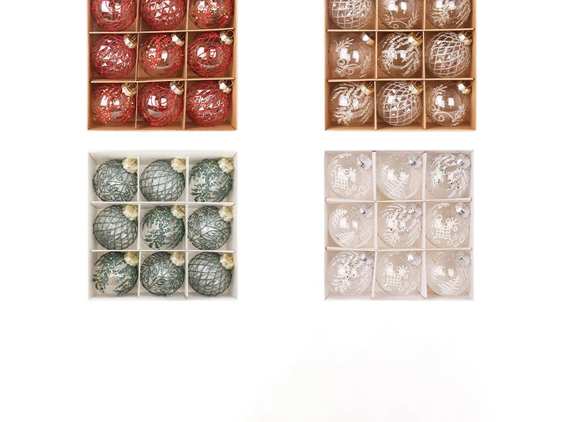 Set di palline di Natale per feste infrangibili trasparenti da 8 cm.