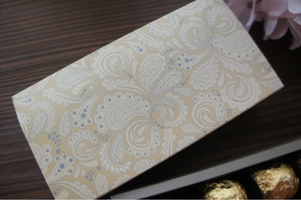 Elegante confezione regalo con motivo floreale blu e giallo, 3 misure, 10 pezzi