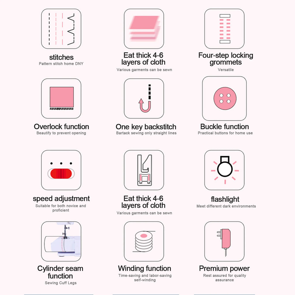 Mini macchina da cucire elettrica per uso domestico, macchina da cucire a doppio filo 505A, 12 punti, 220 V