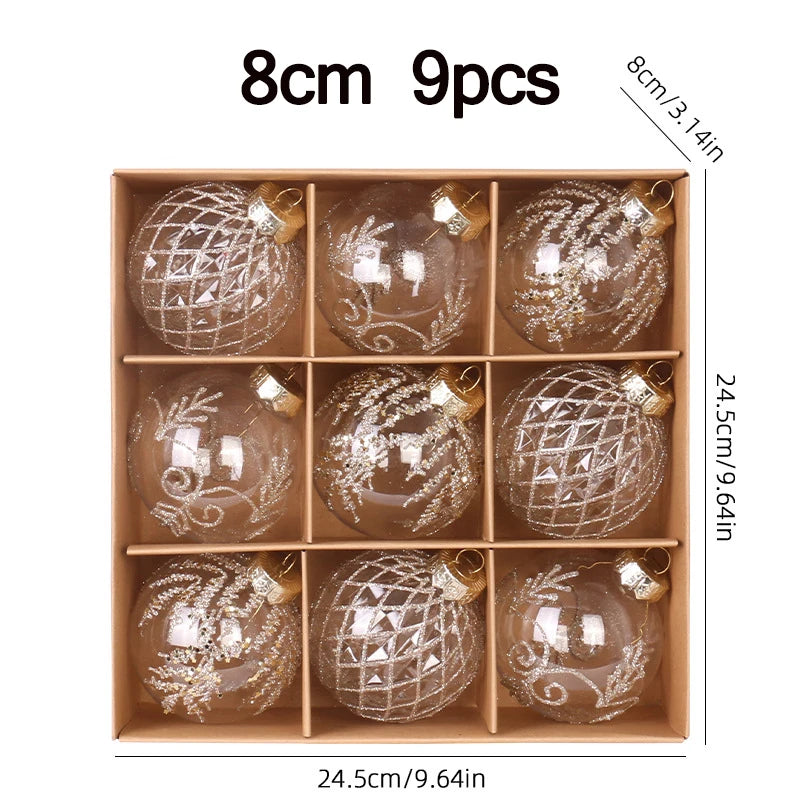Set di palline di Natale per feste infrangibili trasparenti da 8 cm.