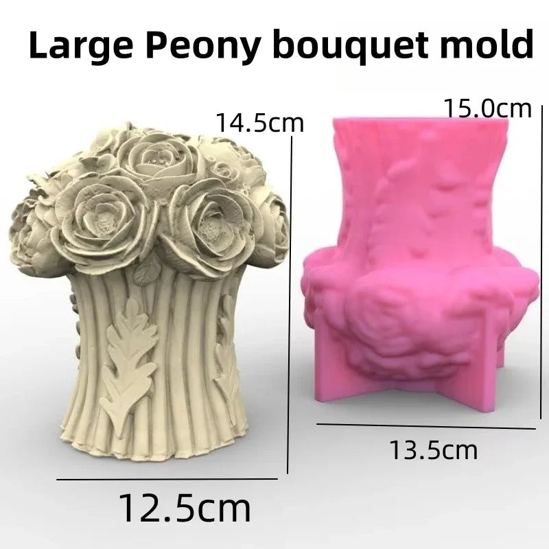 Grande stampo in silicone 3D per candela a forma di fiore di peonia
