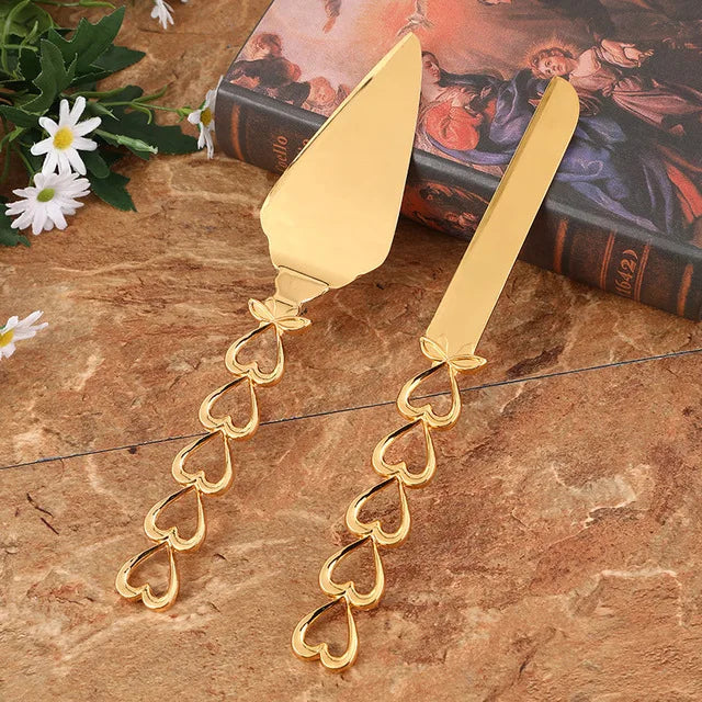 Kuchenmesser- und -heber-Set, 2-teiliges goldenes Kuchenschneidebesteck von KONCO.