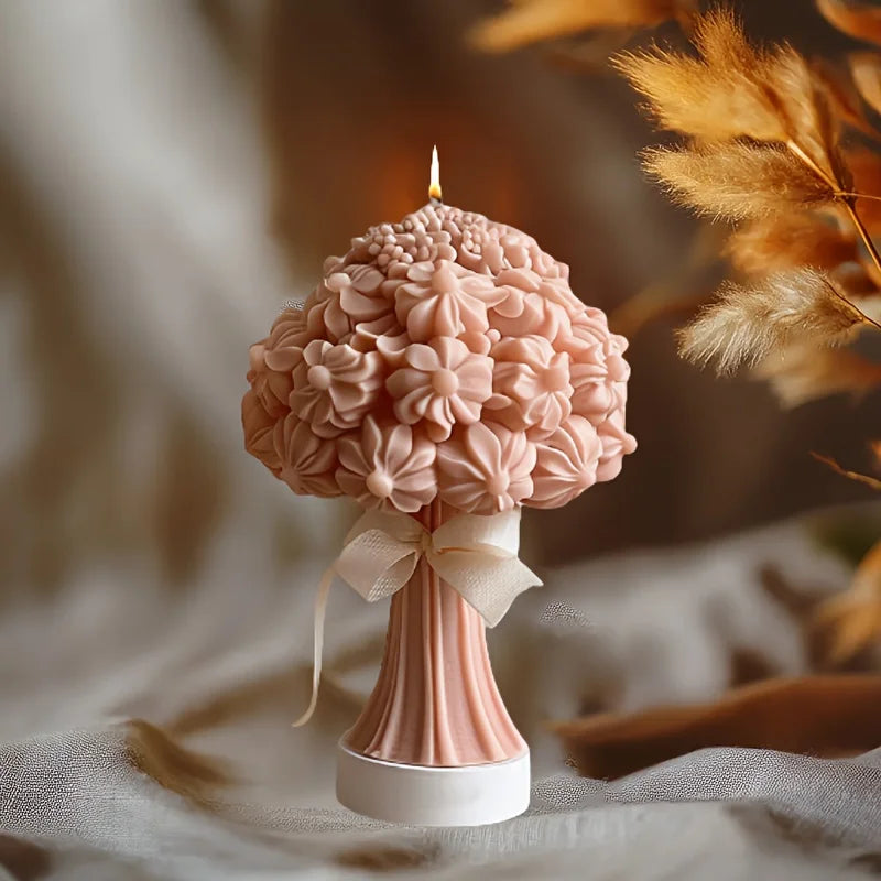 Grande stampo in silicone 3D per candela a forma di fiore di peonia
