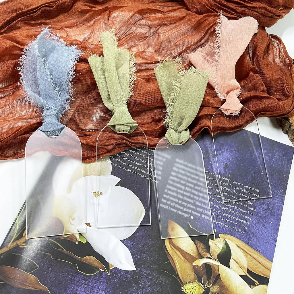 Segnaposto per matrimonio in acrilico, con etichetta in acrilico satinato, arco da 10/20/50 pezzi