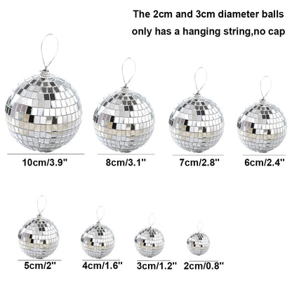 Palla da discoteca a specchio, decorazione per feste anni '70, riflettente, da appendere, 2-10 cm