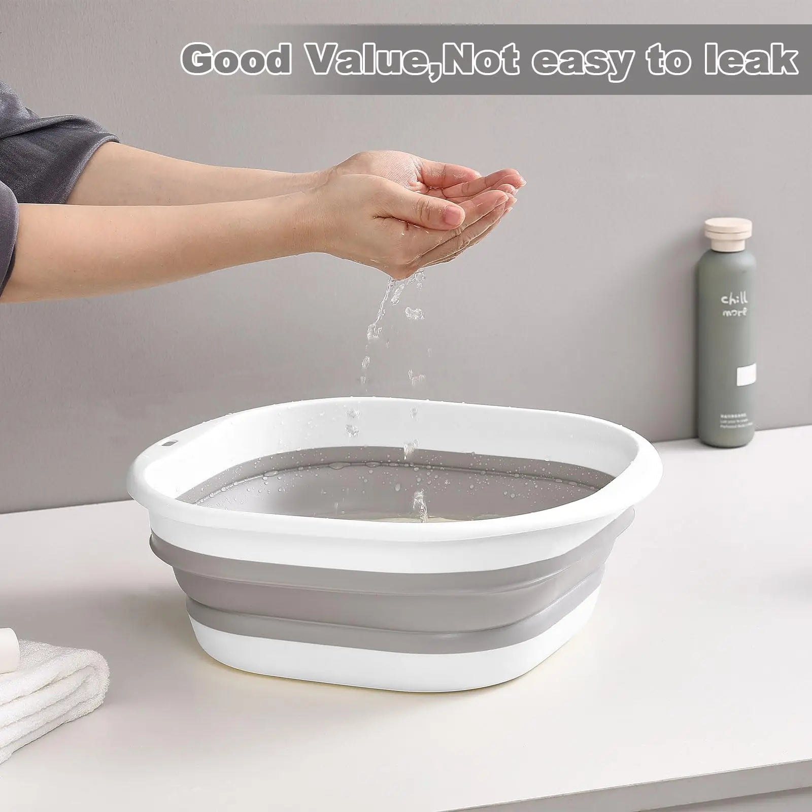 Cestini portabiancheria pieghevoli per lavabo, confezione da 3, salvaspazio.