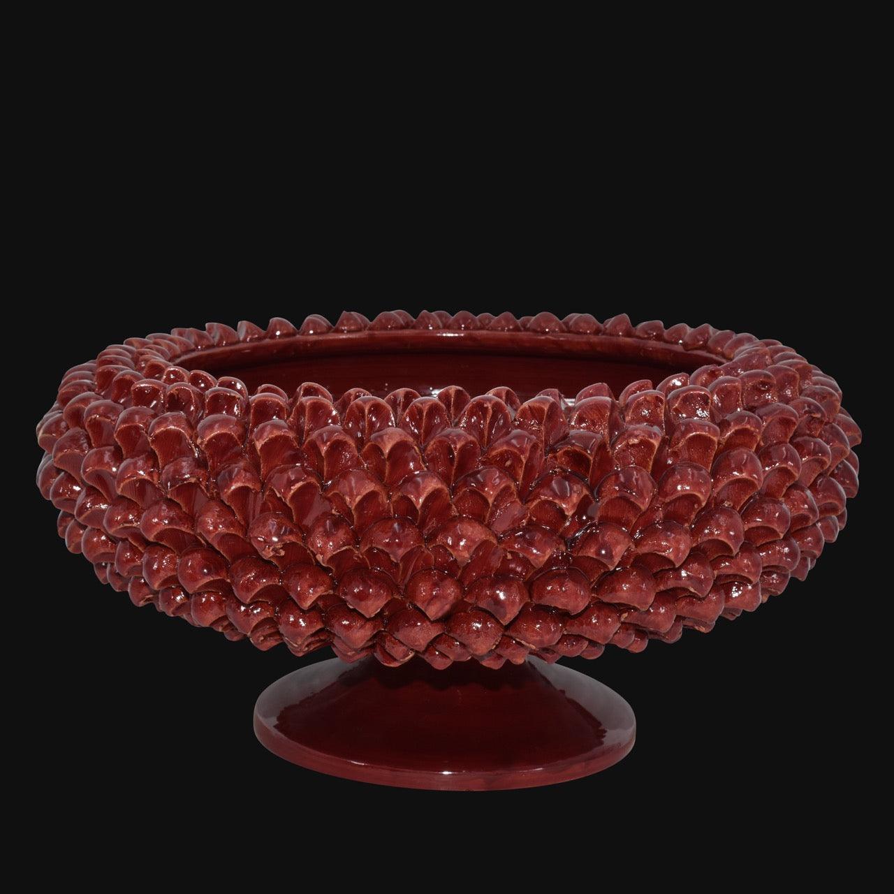 Alzata a Pigna di Caltagirone modellata a mano linea bordeaux