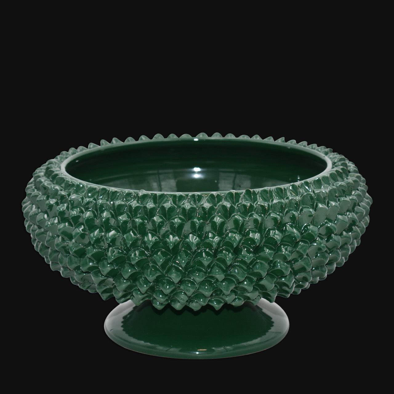 Alzata a Pigna di Caltagirone modellata a mano Verde Antico