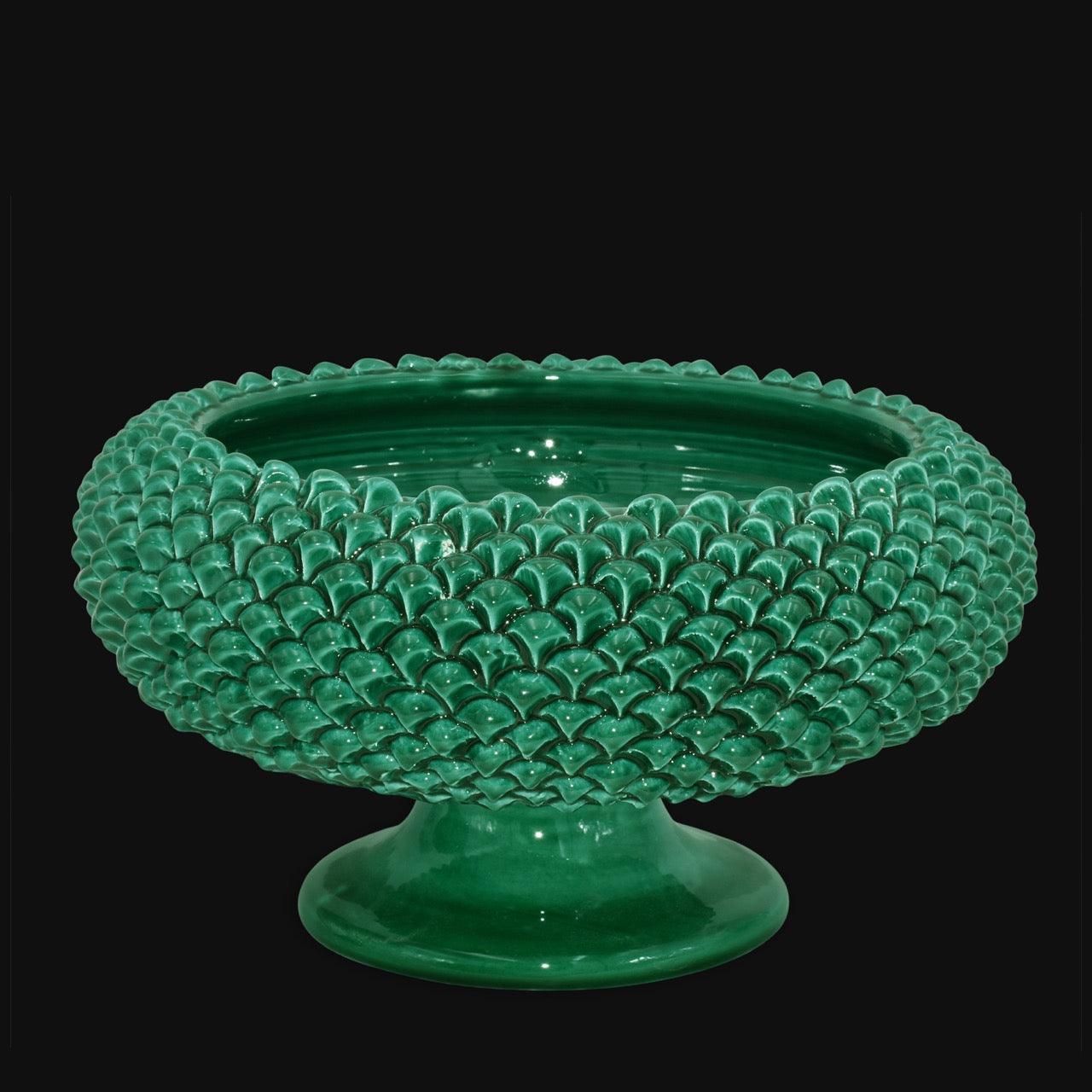 Alzata a Pigna diam. 25/33 cm Verde Smeraldo in ceramica di Caltagirone