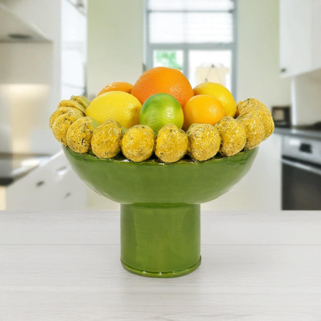 Alzata con limoni siciliani c/piede in stile moderno (diverse colorazioni)