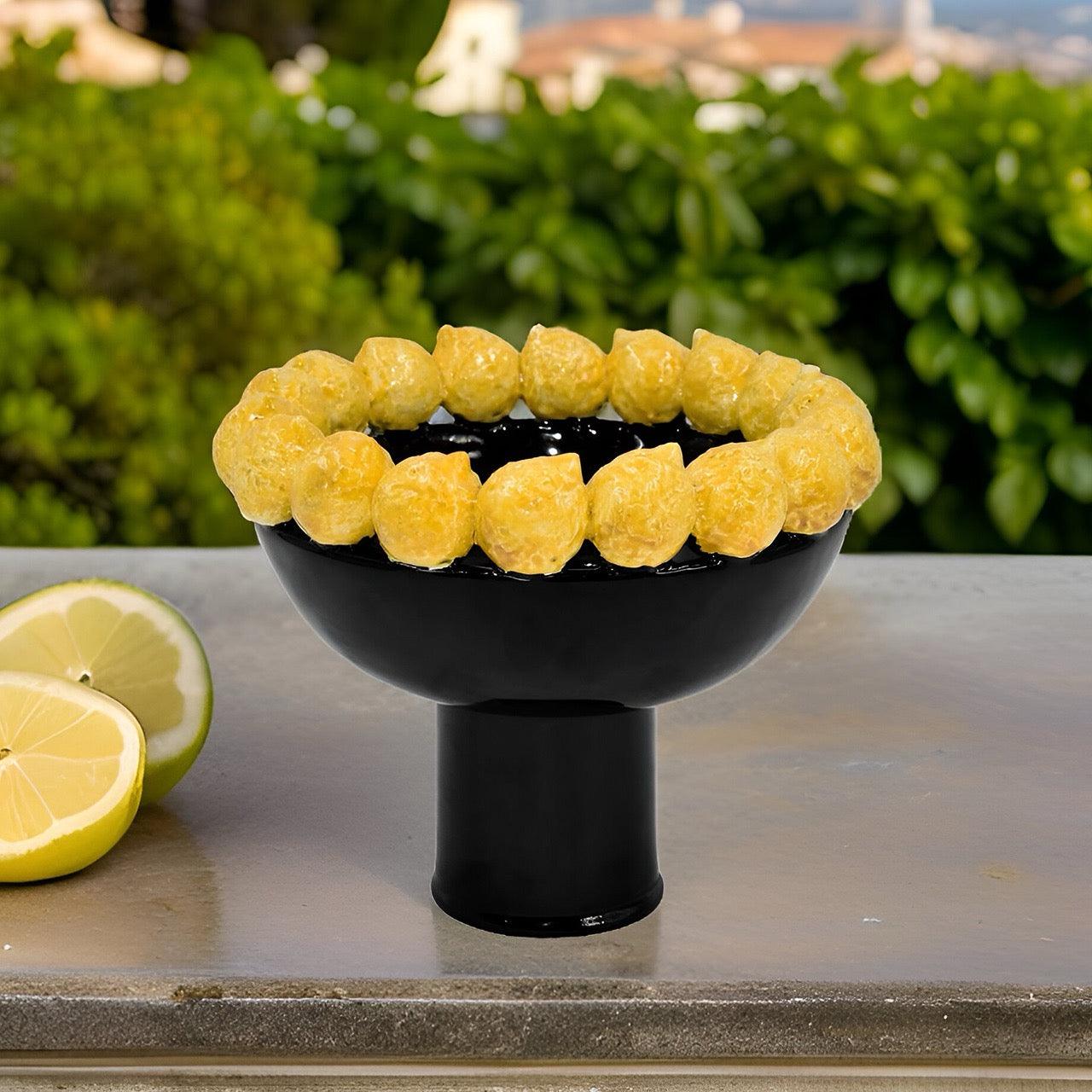 Alzata con limoni siciliani c/piede in stile moderno (diverse colorazioni)