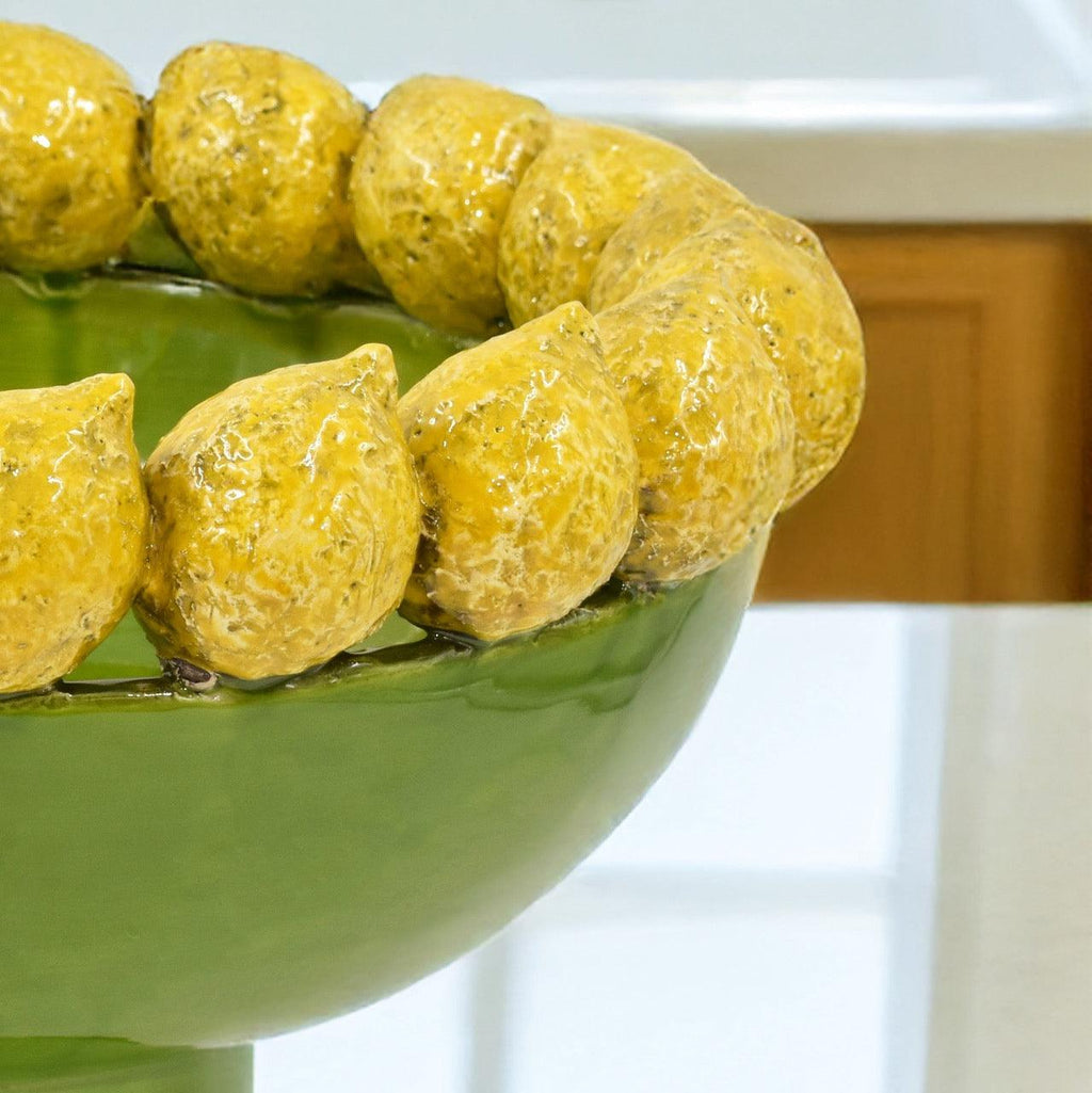 Alzata con limoni siciliani c/piede in stile moderno (diverse colorazioni)