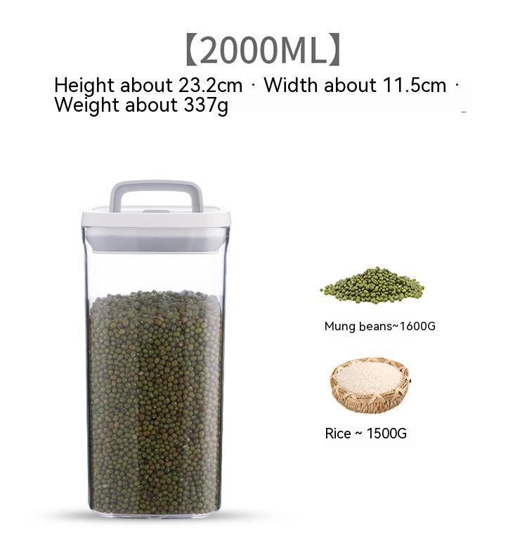 Contenitore per alimenti secchi da cucina impilabile trasparente