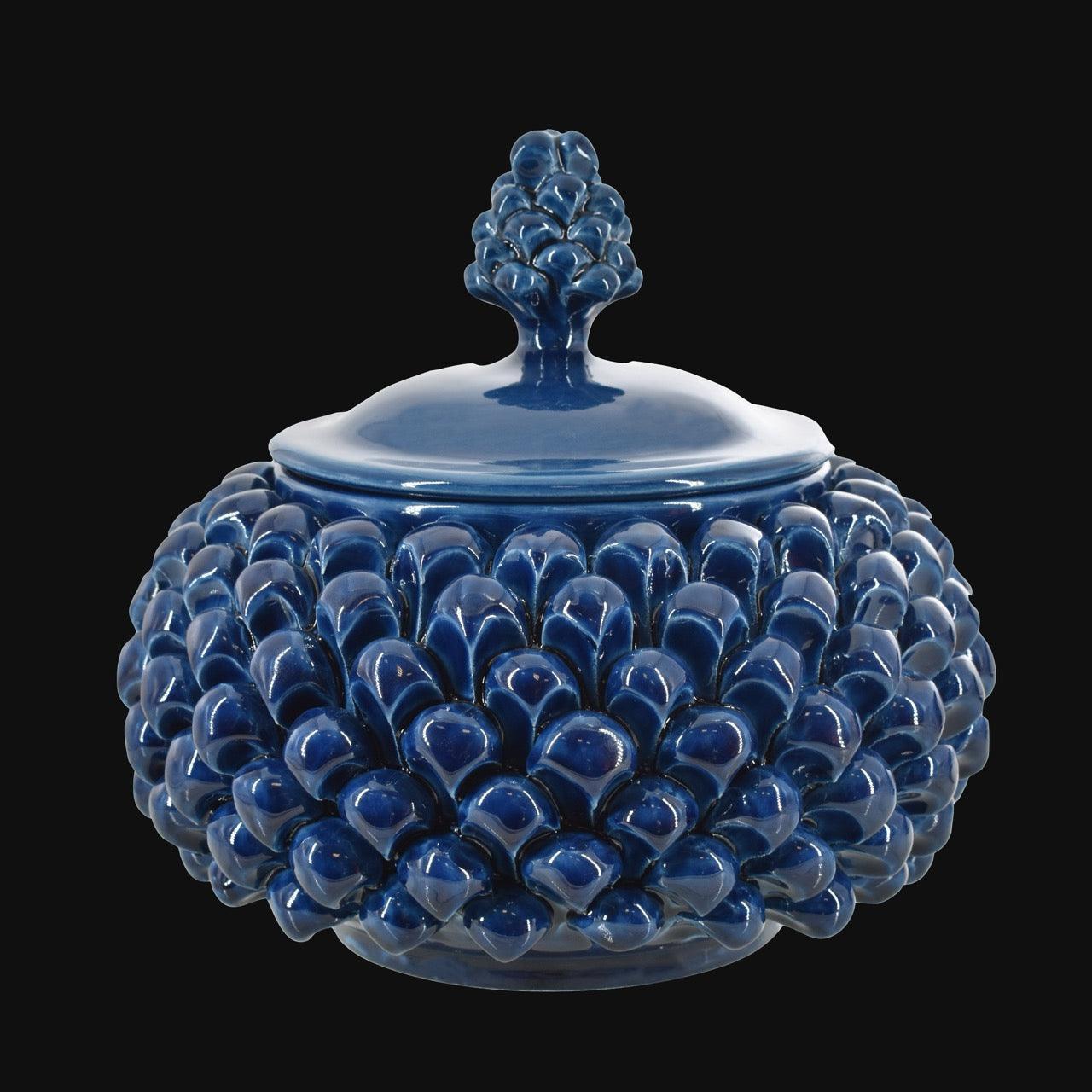 Biscottiera a pigna Ø 20 Blu Intenso in Ceramica di Caltagirone
