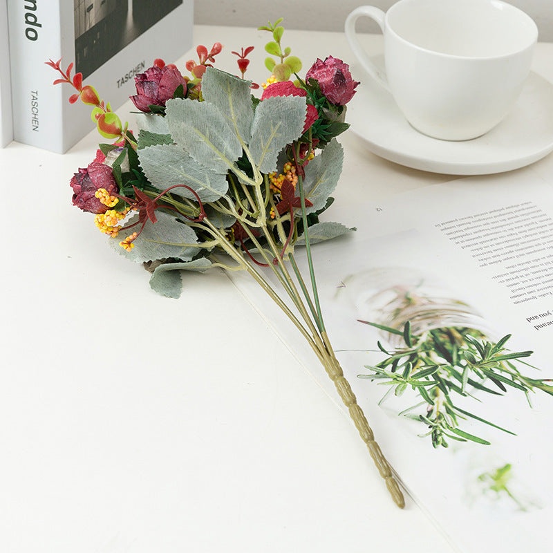 Fiore artificiale di seta, simulazione di rosa, diamante europeo