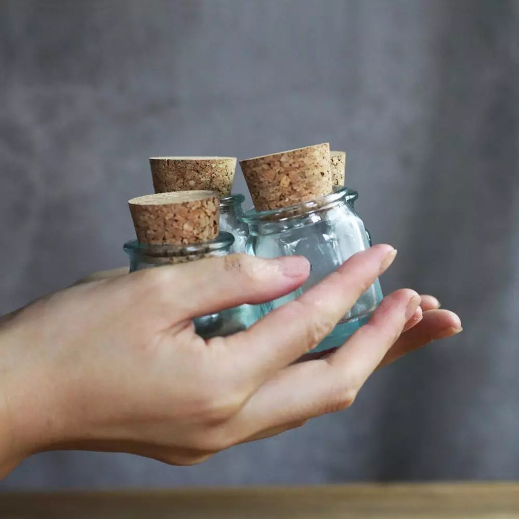 Glass cork jar made by hand unique quality.