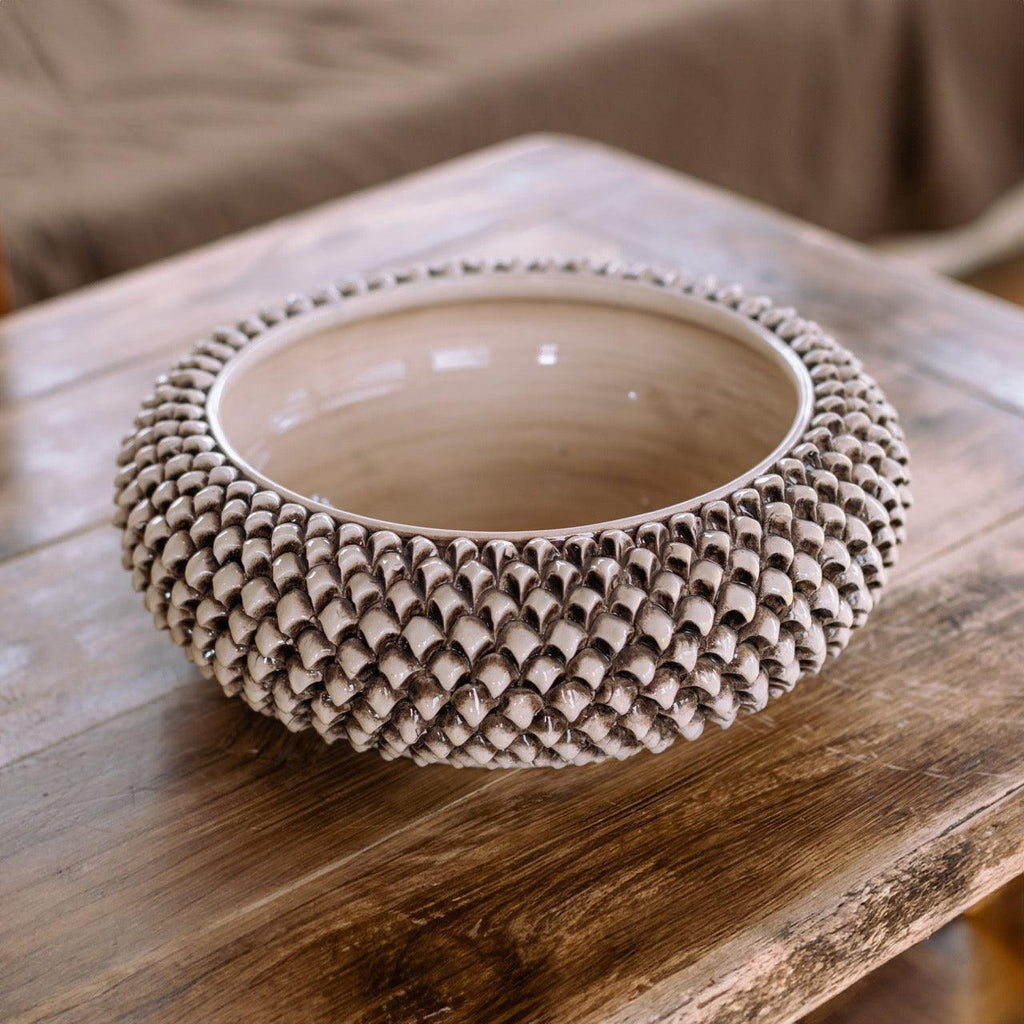 Centrotavola a Pigna di Caltagirone modellata a mano Madreperla Antichizzato