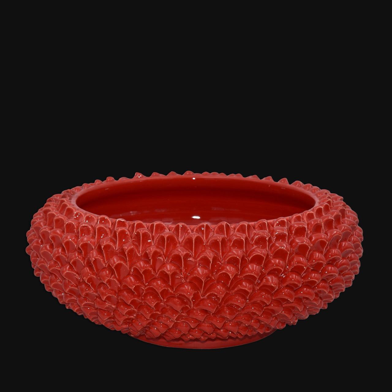 Centrotavola a Pigna diam. 25/33 cm Rosso Fuoco in ceramica di Caltagirone