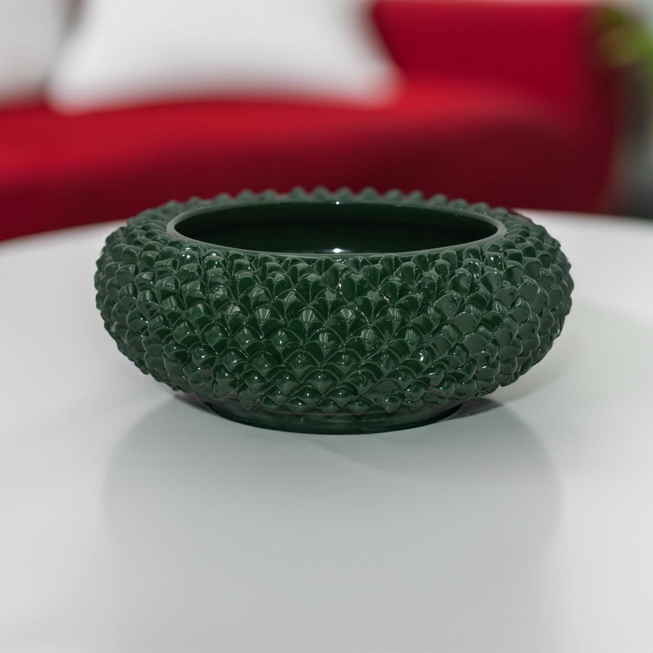 Centrotavola a Pigna diam. 25/33 cm Verde Antico in ceramica di Caltagirone