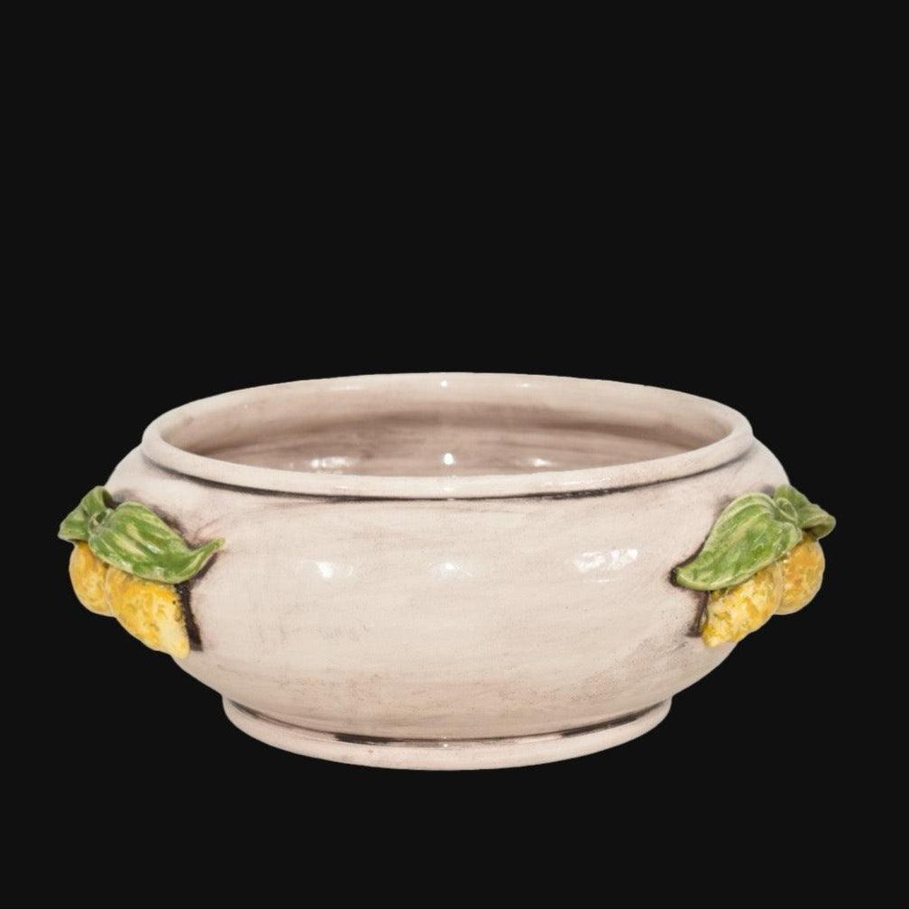 Centrotavola Ø 25 Limoni Siciliani madreperla in ceramica di Caltagirone