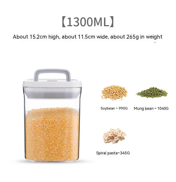 Contenitore per alimenti secchi da cucina impilabile trasparente