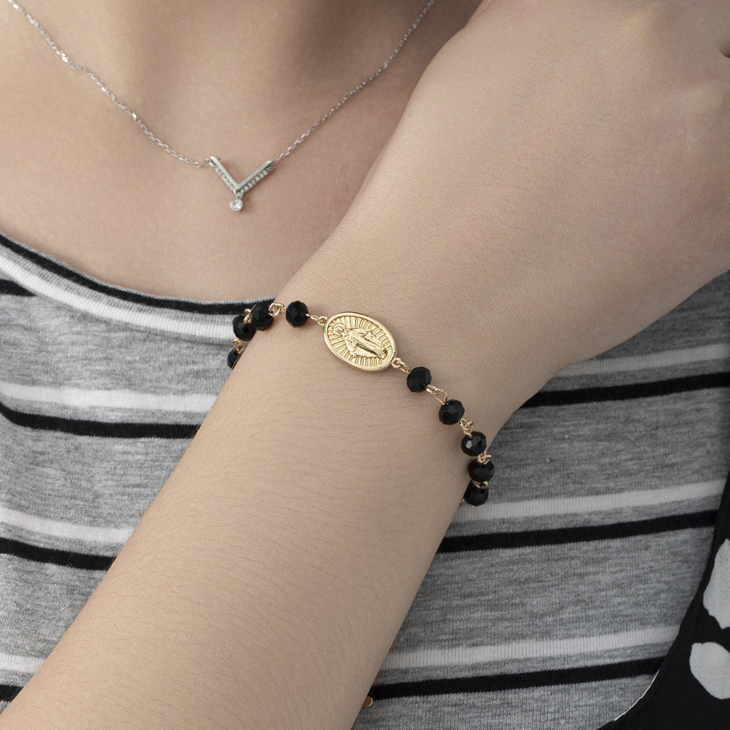 Braccialetto di perline Medaglia ovale Cristallo Pasqua