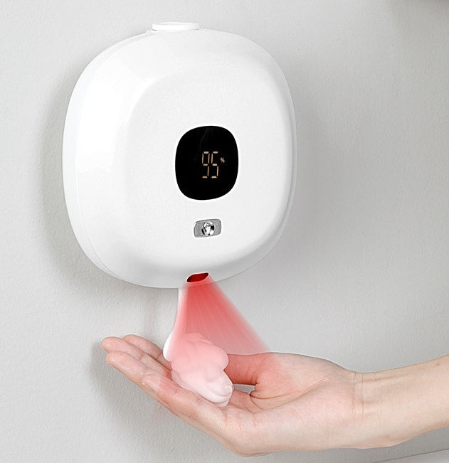 Dispenser di sapone da parete con sensore intelligente.