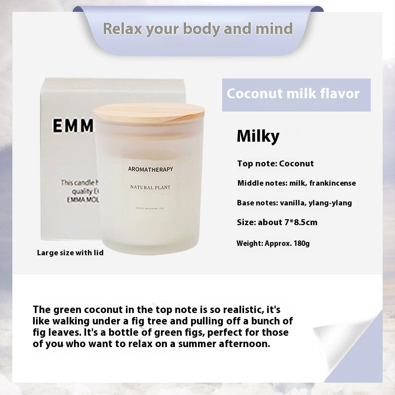 Candele profumate in barattolo di vetro fine sigillato con coperchio di legno