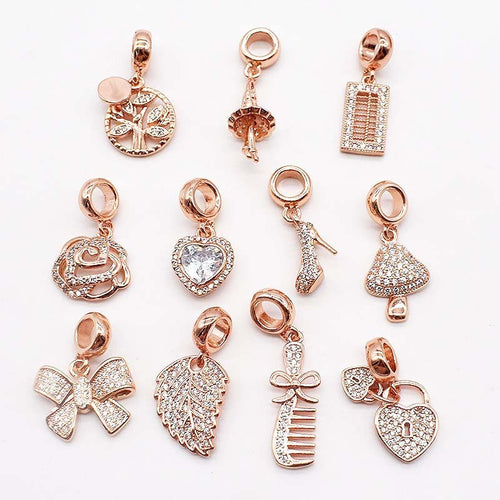 14K Gold Copper Plating Large Hole Spacer Bead Pendant Charms