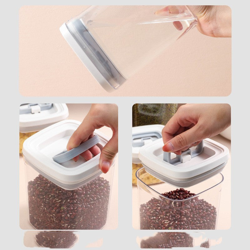 Contenitore per alimenti secchi da cucina impilabile trasparente