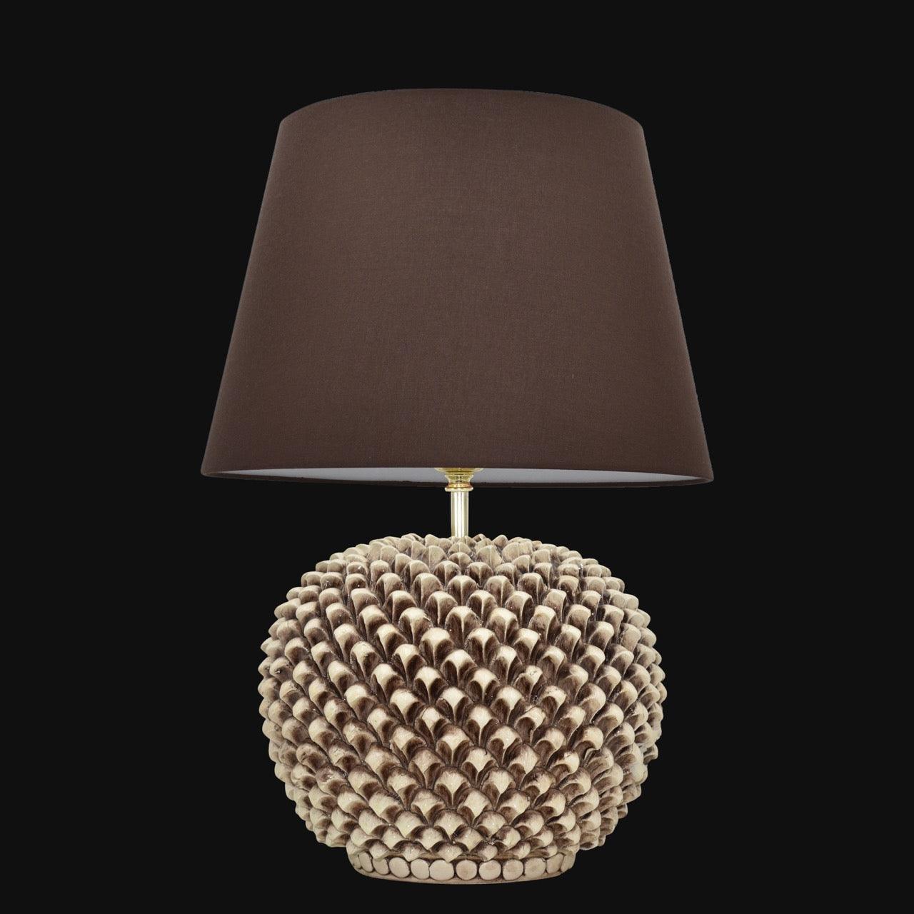 Lume palla a pigna in ceramica diverse misure, Decoro in Madreperla Antichizzato