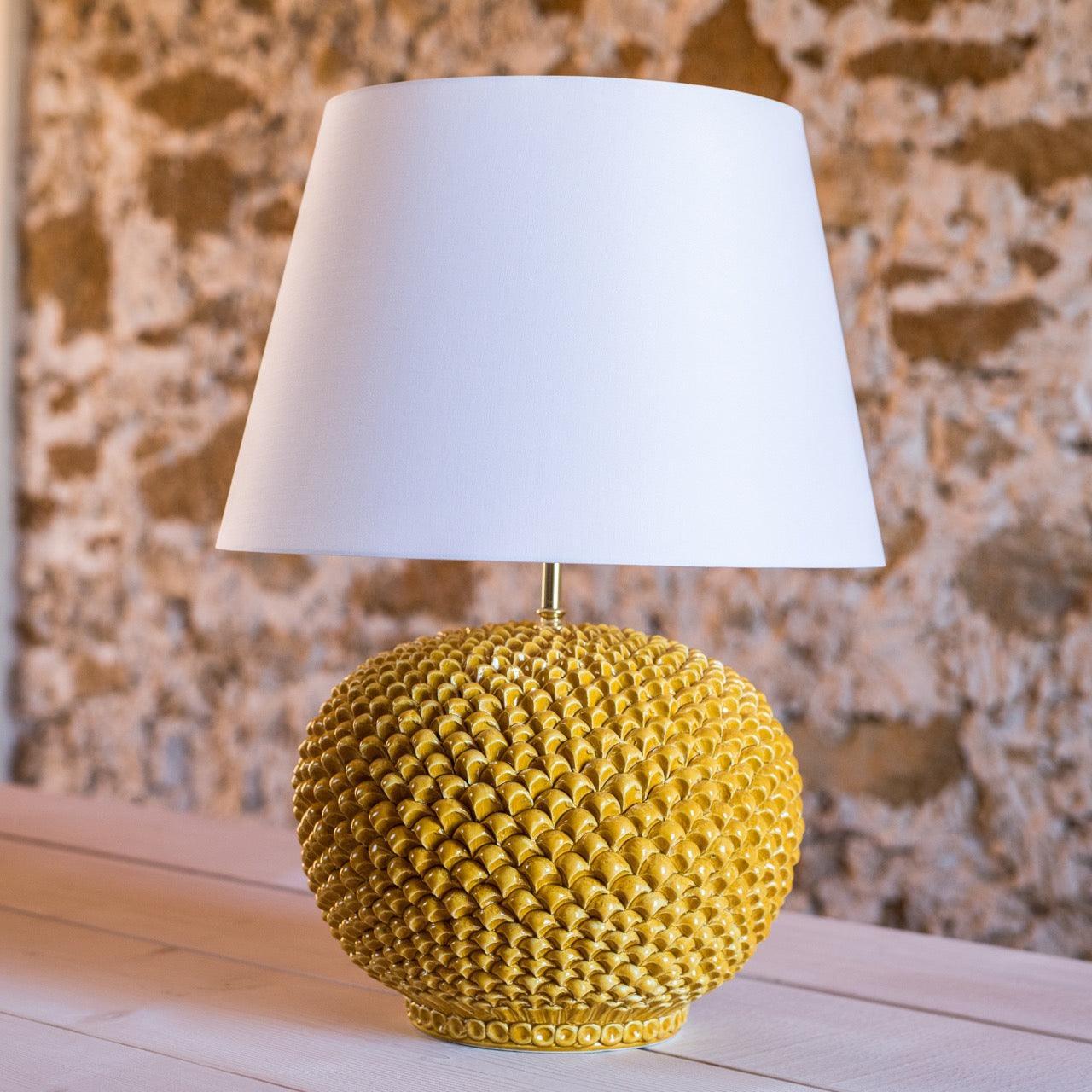 Lume palla a pigna in ceramica in diverse misure decoro Senape