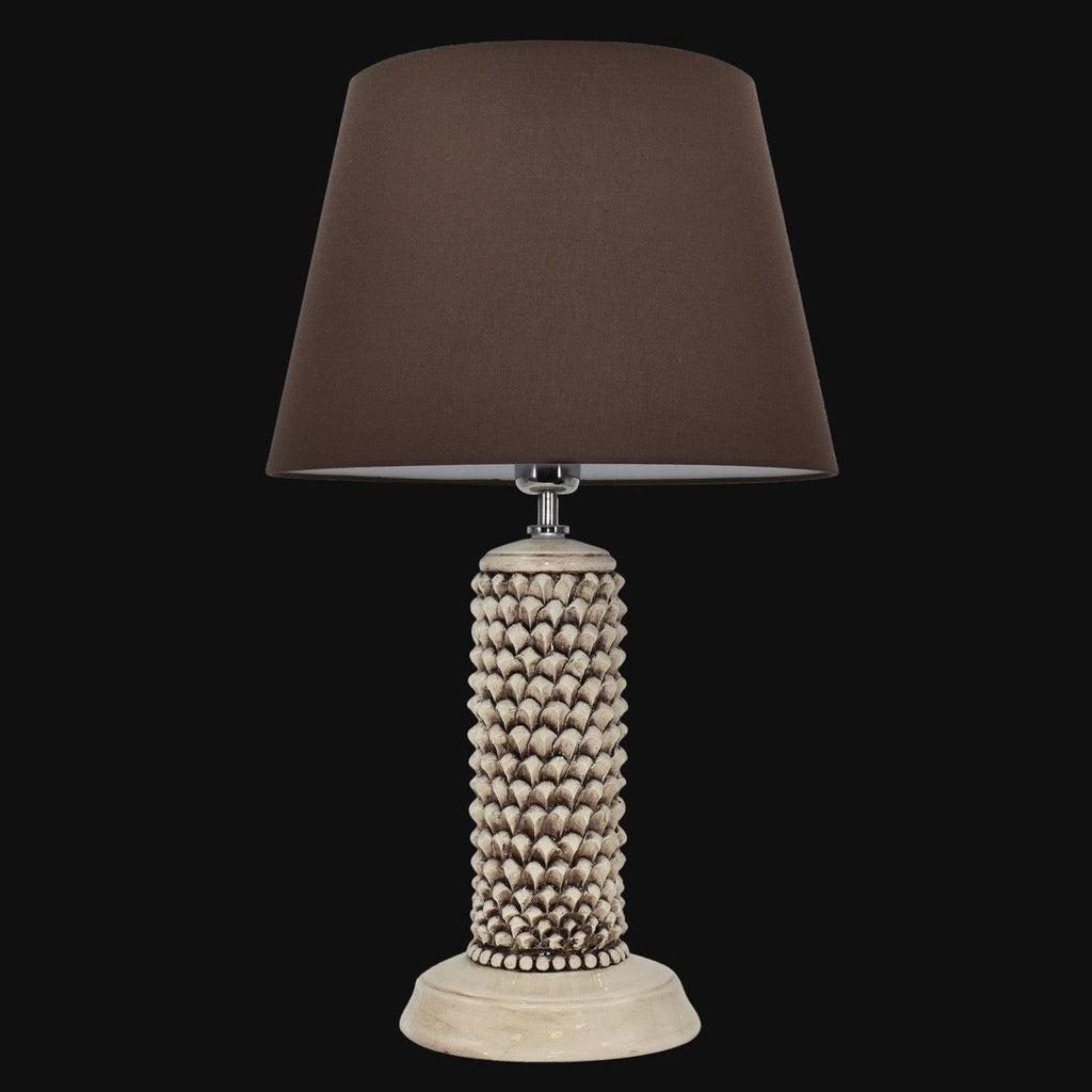 Lume pigna cilindro h 60 Madreperla Antichizzato in ceramica di Caltagirone