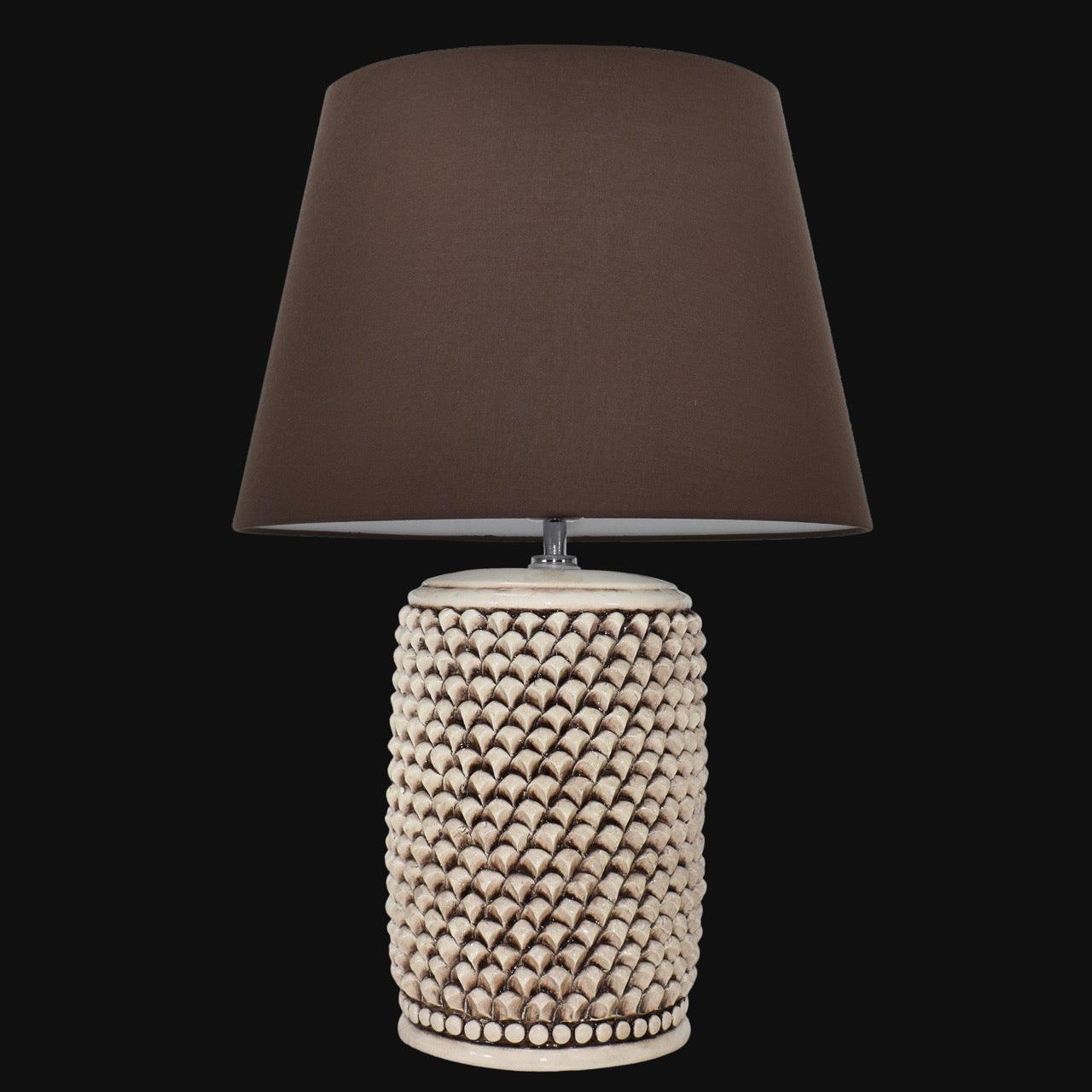 Lume pigna cilindro h 60 Madreperla Antichizzato in ceramica di Caltagirone