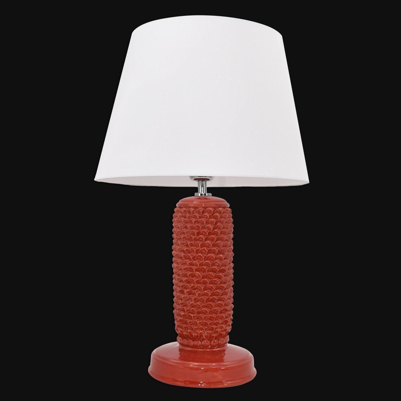 Lume pigna cilindro h 60 Rosso Fuoco in ceramica di Caltagirone