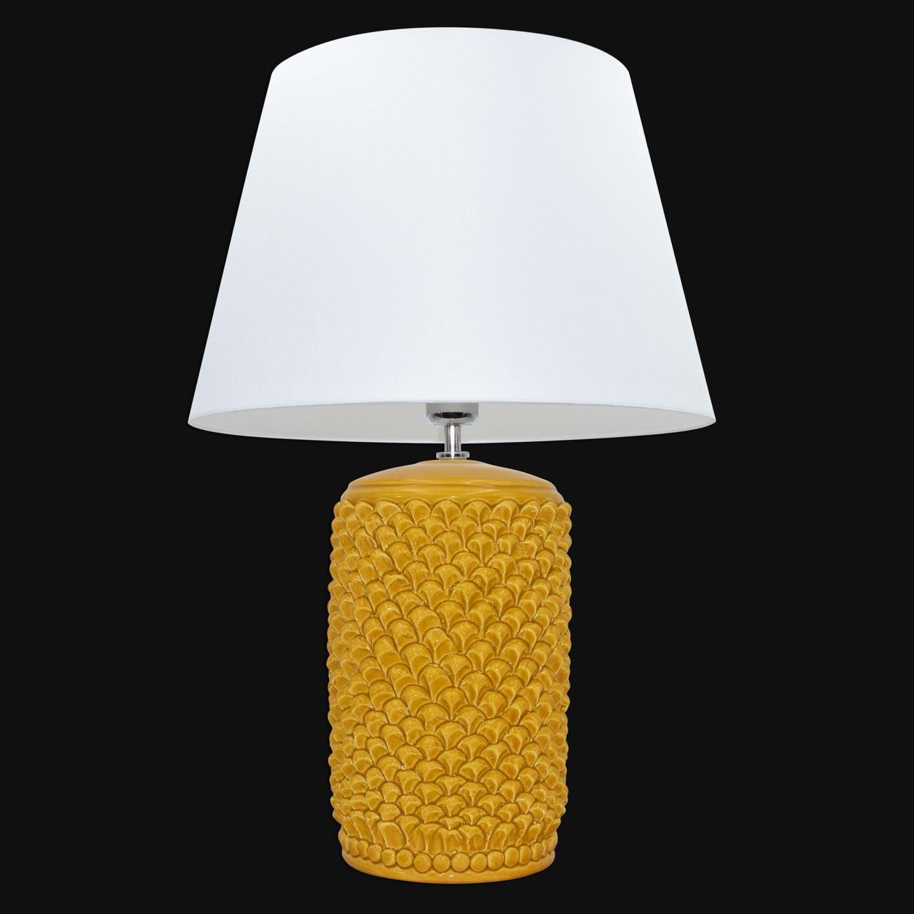 Lume pigna cilindro h 60 Senape in ceramica di Caltagirone